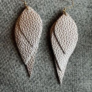 Rose Gold Layered Leather Noonday Earrings BRAND NEW